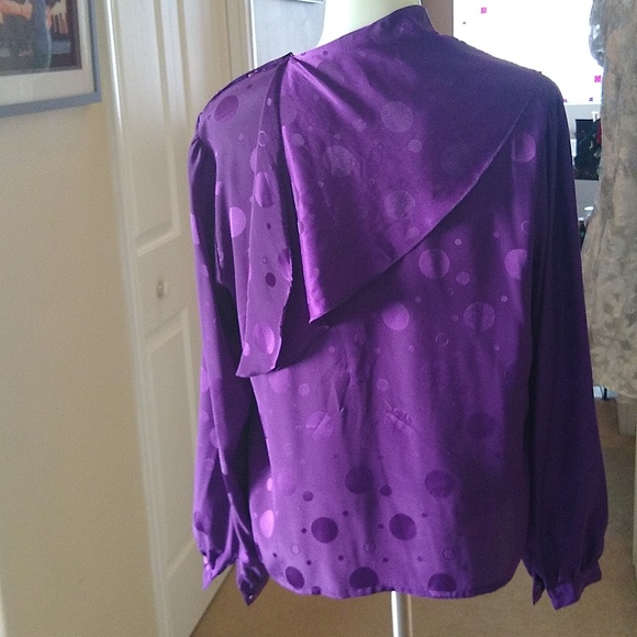 Poet by Nicola Vintage purple circle print Blouse size 12 - Picture 3 of 10